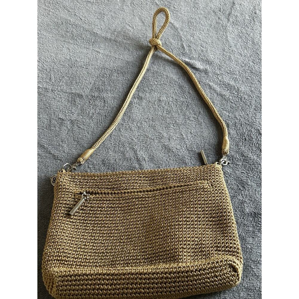 The Sak Lumi Crochet Crossbody Shoulder Bag - Tan/Beige Boho Eco Friendly 11"x9" - Picture 5 of 9